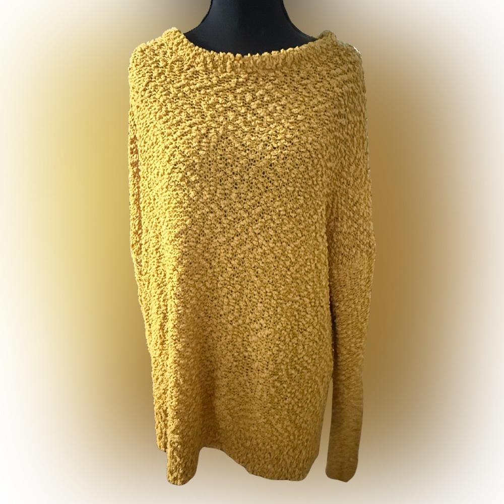 ANDREE BY UNIT Mustard Crew‎ Neck Popcorn Sweater Size Large